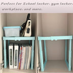 Adjustable Locker Shelf for School, Height and Width Adjustable Locker Organizer for Work, Stackable Locker Tools for Gym Lockers, Back to School Essentials, Mint Blue
