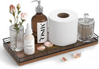 Oak Bathroom Toilet Tank Tray, 13" Wood Back of Toilet Paper Storage Tank Topper Basket, Vanity Tray for Perfume Makeup Candle Toiletry Organizer for Kitchen Coffee Table Walnut Tray Decor