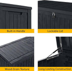 DRATO 200 Gallon Deck Box, Waterproof Resin Large Outdoor Storgae Box for Patio Furniture, Patio Cushions, Gardening Tools, Pool Supplies, Lockable（Black，200 Gallon）