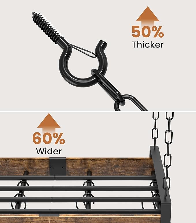 Hanging Pot Rack, 31.5x15.75 Inches Pot Hangers for Kitchen, Pan Hanging Rack with 15 S-Shaped Hooks, Vintage Ceiling Mounted Pan Holder for Cookware Storage, Rustic Brown and Black