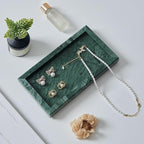 Natural Small Marble Vanity Tray, Luxury Stone Organizer for Bathroom & Kitchen | Holds Soap Dispenser, Jewelry, Perfume | Non-Resin, Non-Ceramic Décor (Green, Mini (7.9" x 4.3" x 0.78"))