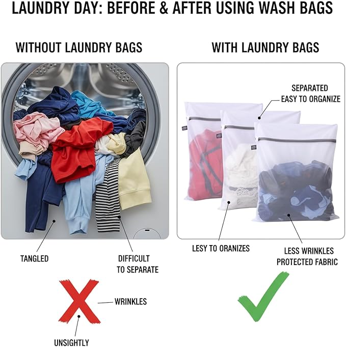 Kimmama Lingerie Bags for Washing Delicates, Garment Bag for Washing Machine, Mesh Laundry Bags for Cleaning Clothes, Tie, Scarf, Socks, Stockings, Shirts, Toys, 3S