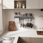 Stainless Steel Pot and Pan Hanger,Wall Mounted Pot Rack Kitchen Hanging Rail With S Hooks,Detachable Pans Hanging Rail Kitchen Utensils Hanger,23.7 Inch Wall Mounted Hanging Pot Rack