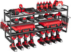 VEVOR Power Tool Organizer Wall Mount, 4-Layer Storage Rack with 8 Drill Holders, Tools Holder and Storage Rack with Screwdriver Holder, Garage Tool Organizer for Garage, Workbench, and Workshop