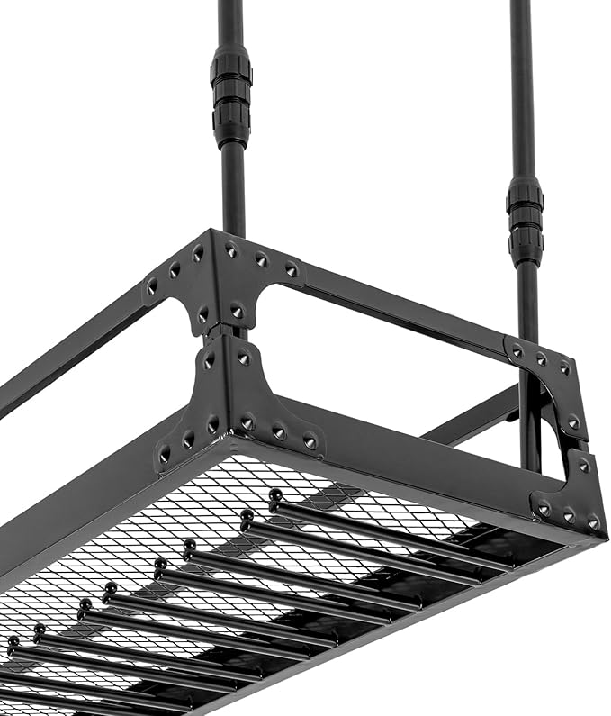 Industrial Wine Rack Ceiling Mounted, 110 lbs Heavy Duty, Adjustable Height, Holds 27 Glasses, Vintage Iron Floating Shelf for Kitchen, Bar, Restaurant (Black)