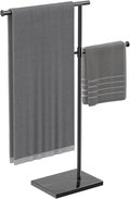 Free Standing Towel Rack for Bathroom with Weighted Marble Base, 40 Inch Adjustable Height and 360° Swivel Bar, Taller Rustproof 304 Stainless Steel Floor Towel Stand for Bathtub, Pool and Spa