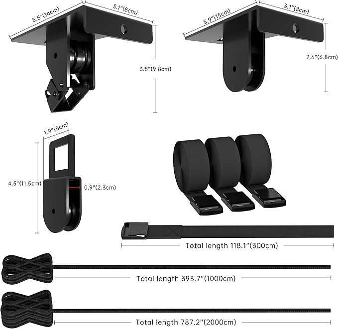 Ladder Storage, Larger Pulley Ladder Hoist, Self Locking Function Ladder Hanger, Garage Ceiling Mount Lift System for Kayak, Cargo Box, Canoe, Bike,Fit 10-14 Foot Ceilings, Hold 150 lbs