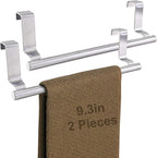 Mziart Kitchen Towel Holder, 2 Pack Over The Door Towel Rack, Over Cabinet Door Towel Bar Stainless Steel Dish Washcloth Hanger, EVA Foam Protective Pad & Non-Slip Self-Adhesive Blocks (9 Inch)