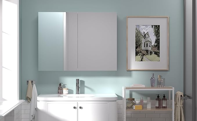 24x32 inch Bathroom Wall Cabinet, Saver Storage Cabinet, Medicine Cabinet with 2 Door and Adjustable Shelves, White（Assembly Required）