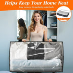 SpaceWhisper 90L Under Bed Storage Containers, 6-Pack Storage Bins with Clear Top, Foldable Closet Organizers and Storage with Label Holder for Clothing, Blankets, Comforter & Pillows (Grey)