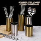 uxcell Kitchen Utensil Holder, 3.1x6.3 Stainless Steel Utensil Cutlery Holder Cooking Flatware Organizer for Kitchen Restaurant Countertop Fork, Straw, Knives, Spoon, Chopstick, Silver