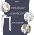 Derby Over-the-Toilet Storage Shelf – 37" Tall Bathroom Space Saver with Fixed Shelf & Open Gridwork Design – Modern Freestanding Organizer for Toiletries & Towels by Alaterre Furniture (White)