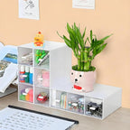 Desktop Drawers, Desk Organizer with 6 Drawers, Stackable Plastic Storage Box for Home Collection, Cosmetics, Jewelry, Office Supplies (2 Tall Layers, White)