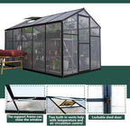 Polycarbonate Greenhouse for Outdoors, Large Walk-in Aluminum Frame Greenhouse with Lockable Door, Adjustable Roof Vent, UV Protection, Weather-Resistant for Garden Backyard (Black,6x10 FT)