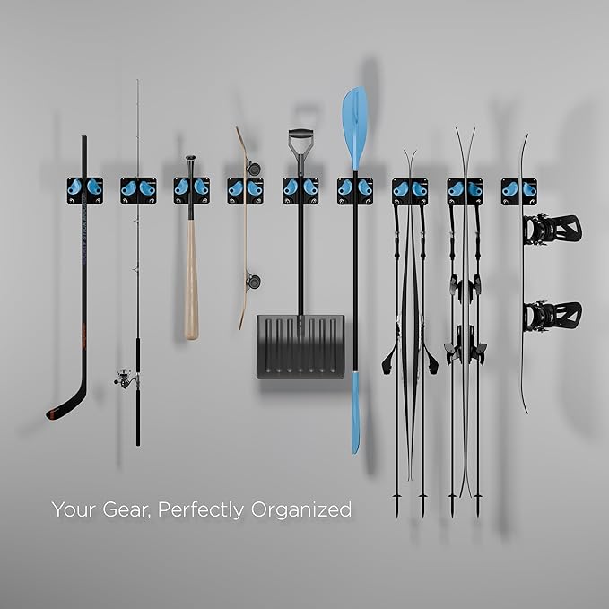 Gravity Grabber The OG Ski & Snowboard Wall Mount Bundle, 3-Pack with Mounting Board, Straps & Bump Bars, Damage-Free Non-Slip Storage Rack, Garage Organization, Winter Gear Organizer, Black Graphite