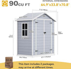 DWVO 6x4 FT Resin Storage Shed with Reinforced Floor, Outdoor Storage Shed with Lockable Door, Window and Vents, Waterproof Plastic Tool Storage for Garden, Backyard, Patio, Lawn