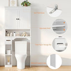 GAOMON Over The Toilet Storage Cabinet, Bathroom Shelf Organizer with Anti-Tip Device Small Freestanding Space Saver with Adjustable Shelf