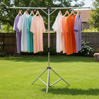 Foldable Portable Space Saving Clothes Drying Rack, Heavy Duty Stainless Steel Laundry Drying Racks, Adjustable High Capacity Garment Rack, with Windproof Hooks.