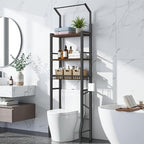 Over-The-Toilet Storage Rack, 3-Tier Bathroom Organizer Shelf Over Toilet with Adjustable Shelf and Basket, Freestanding Space Saver Bathroom Shelves Above Toilet for Room