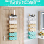 HapiRm Over The Door Towel Rack - 6 Tier Wall Mount Rolled Towel Holder Storage Organizer Shelf with Storage Basket for Small Bathroom, Rv, Camper - White