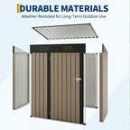 GarveeLife 5x3 FT Outdoor Storage Shed, Tool Shed with Sloping Roof and Lockable Door, Compact Metal Tool Garden Shed for Garden, Backyard, Patio (Brown)