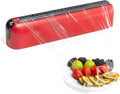 Aluminum Foil & Plastic Wrap Dispenser with Cutter - Easy One-Hand Operation, Space-Saving Kitchen Organizer for Worktops & Cabinets, Magnetic Cling Film Dispenser - Fits 12" Rolls, Red