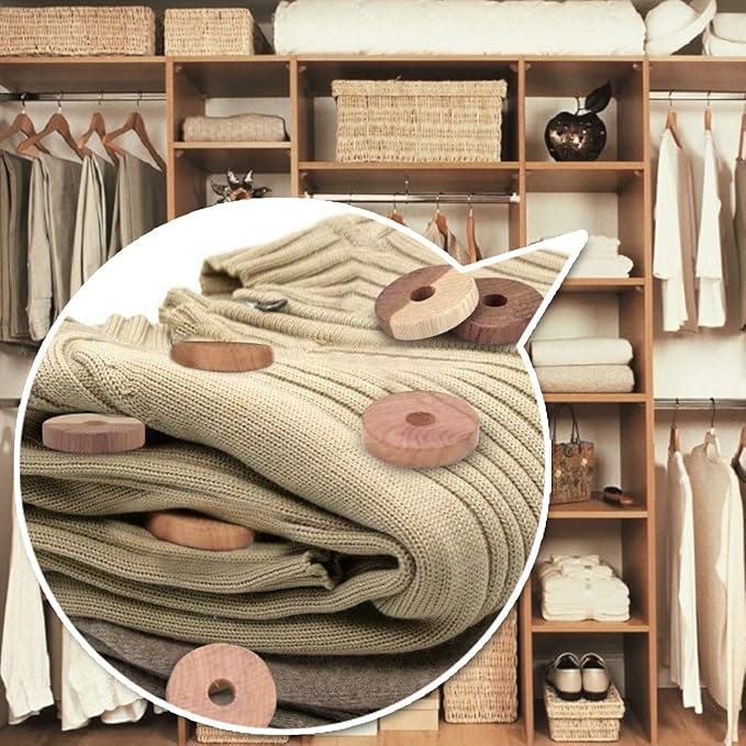 Cedar Space Cedar Blocks for Clothes Storage 100% Natural Aromatic Red Cedar Rings 54Pcs Protection for Wardrobes Closets and Drawers