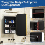 16x24 Inch Mirror Medicine Cabinet for Bathroom Gold Metal Frame Bathroom Medicine Cabinet with Mirror Recessed or Wall Mounted