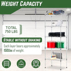 PayLessHere | 5-Tier Wire Shelf | 17"x12"x48" | Chrome | Adjustable Racks | Heavy-Duty Storage Shelves, Holds Upto 750 lbs | Rust-Resistant, No-Tool Assembly | for Home, Garage Shelving