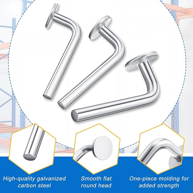 Zonon 100 Pcs M7 x 55mm Universal Pallet Rack Drop Pins, L Shaped Flat Head Safety Bolts, Heavy Duty Carbon Steel Shelf Pins for Warehouse, Storage and Shelving Systems