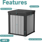 50 Gallon Waterproof Resin Deck Box, UV Resistant Outdoor Storage for Garden, Patio, Porch, Delivery（Black & White，50 Gallon）