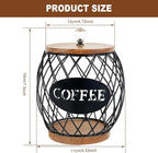 Coffee Pod Basket Holder Hollow Design Metal Coffee Pod Container with Dust Cover Holder Organizer Large Capacity Sturdy Coffee Pod Organizer (black)