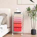 GOFLAME 6-Drawer Rolling Storage Cart, Multifunctional Art Craft Organizer Cart, Mobile Utility Storage Cart with Removable Drawers & Lockable Wheels, Craft Cart for Home Office, School, Pink