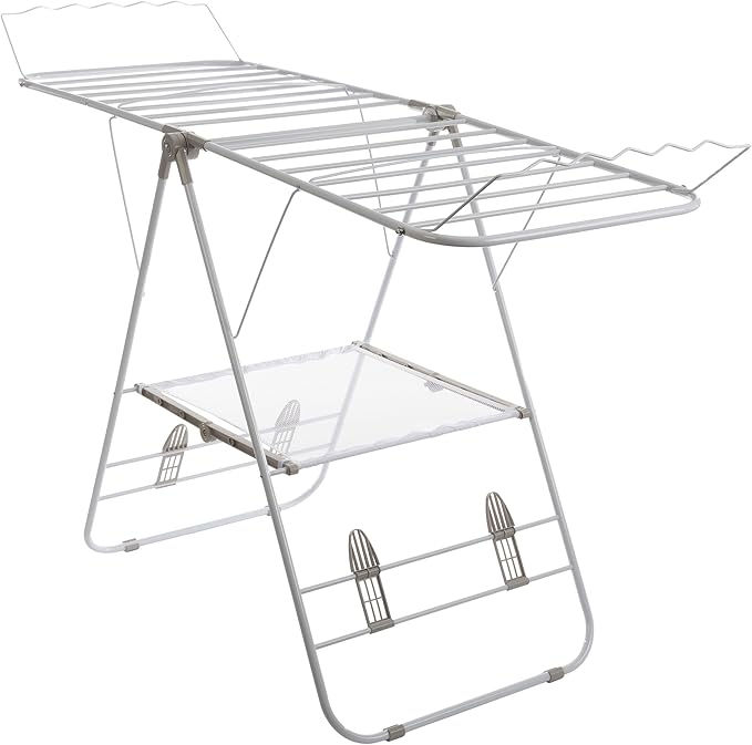 Clothes Drying Rack - Indoor/Outdoor Portable Laundry Rack for Clothing, Towels, Shoes and More - Collapsible Clothes Stand by Everyday Home (White)