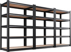 Set of 3 71"H Garage Shelving-2050LBS 5 Tier Storage Shelves,Adjustable Heavy Duty Metal Shelving Unit and Storage Large Rack,Utility Steel Shelf For Shop Warehouse Industrial Pantry 71"x35"x16"