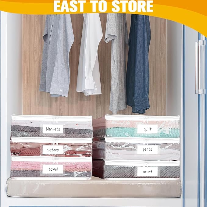Plastic Storage Bags with Easy-Glide Zipper, Pack of 8, Durable Clear Vinyl Zippered Storage Bags for Clothes Sweaters Comforters Blankets Sheets Bedding (15.7 x 13.8 x 2.5 Inch)