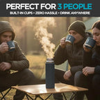 Blue Vacuum Flask Gift Set, Stainless Steel Insulated Water Bottle w/ 3 Cups, Hot & Cold Drinks Coffee Thermo Water Bottle, Reusable Thermal Cup for Outdoor Camping Travel, Termos para Agua Fria, 17oz