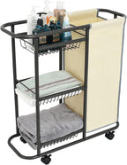 Rolling Laundry Basket with 3 Storage Baskets and 45 L Bag, Heavy Duty Laundry Cart with Wheels and Handle, Space Saving Laundry Room Organization for Bathroom Living Room Apartment Dorm