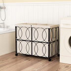 VIPLEO Laundry Hamper with 3 Section, Large 180L Rolling Laundry Basket with Wheels, Metal Heavy Duty Laundry Hamper with Detachable Bags, Dirty Clothes Hamper Organizer for Bedroom, Bathroom(Beige)