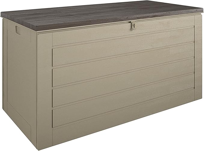 Cosco Outdoor Living 180 Gallon Patio Storage Box, Extra Large, Lockable Lid, Weather-Resistant, Tan/Brown