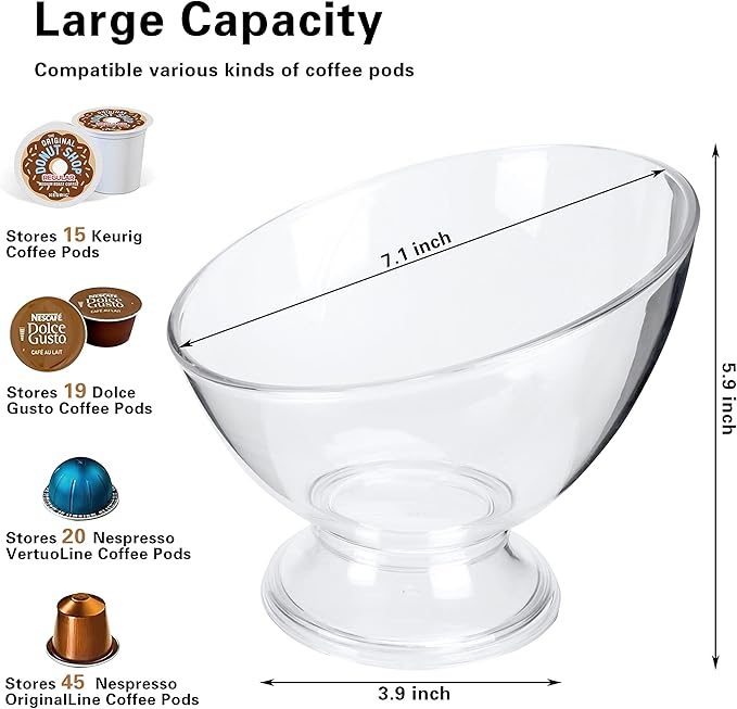 MOLFUJ Coffee Pod Holder, Clear K Cup Holder Plastic, Espresso Pod Holders for Counter Small, Pod Storage for K Cups, Vertuo Capsule Creamer Organizer for Coffee Bar