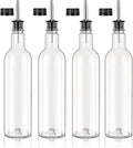 4 Pack 25 oz Syrup Bottle Plastic Long Neck Bottle with Stainless Steel Leakproof Tapered Spout Pourer and Cap Alcohol Juice Coffee Container for Home Bar Service Bartending Supplies