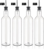4 Pack 25 oz Syrup Bottle Plastic Long Neck Bottle with Stainless Steel Leakproof Tapered Spout Pourer and Cap Alcohol Juice Coffee Container for Home Bar Service Bartending Supplies