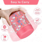 12oz Soup Thermo for Hot Food Kids Insulated Food Jar Wide Mouth Lunch Container Leak Proof Stainless Steel Vacuum Bento Box for School Office Travel Outdoors Pink-unicorn