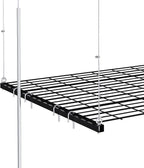 Hanging Garage Ceiling Storage Racks, Adjustable Overhead Garage Storage Lift, Mounted 4×4 FT Heavy-Duty Steel Platform for High Ceilings 10–12 FT, Supports 250 lbs for Everyday Use
