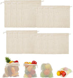 CEYAZYE 16 Pack Reusable Produce Bags, Mesh Vegetable Grocery Bag Washable, 100% Cotton Drawstring Net Storage Bags for Refrigerator, Shopping, Veggies and Fruits, Beach, Transporting, (4 Size)