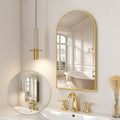 Arched Medicine Cabinet Mirror No Assembly Needed Bathroom Mirror with Storage Recessed or Surface Mount Options (Gold, 29.5" L x 15.8" W)