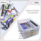 Craft Organizers and Storage, Pencil, Crayon, Marker, Pen Organizer, Pen Holder, Pen Tray Storage with Gel Pens, Fountain Pens, Chalk for Office, Art & Craft Room - 6Pack