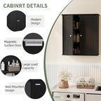 Meilocar Bathroom Wall Cabinet, Bathroom Cabinet Wall Mount, Over Toilet Space Saver Storage Cabinet, Wood Medicine Cabinets, Black