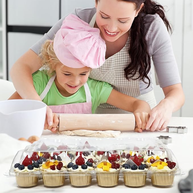 24 Count x 20 Sets Plastic Cupcake Containers, Durable and BPA-Free Cupcake Holder with Lid for Easy Transport Storage, Stackable Clear Cupcake Carriers, Reusable Dessert Boxes